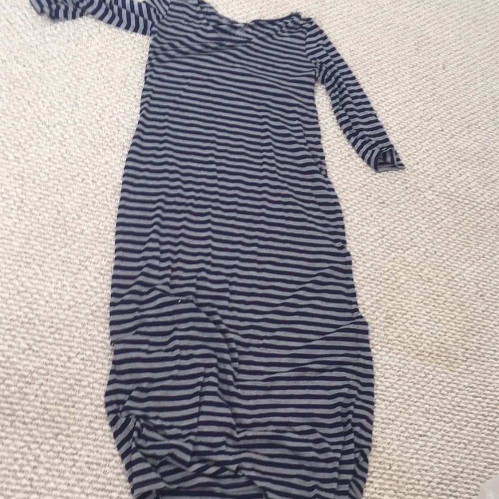 Blue and grey striped dress